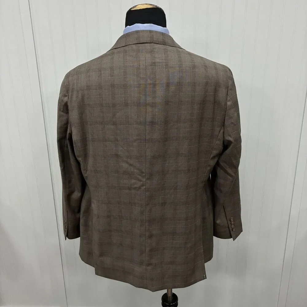 Jos. A. Bank Reserve 48R - W43 x L30 Brown Glen Check  Wool 2-Piece Suit